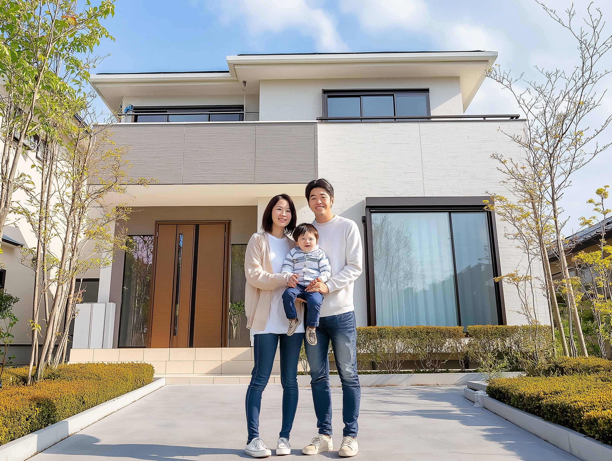 家族がくつろぐリビングの様子